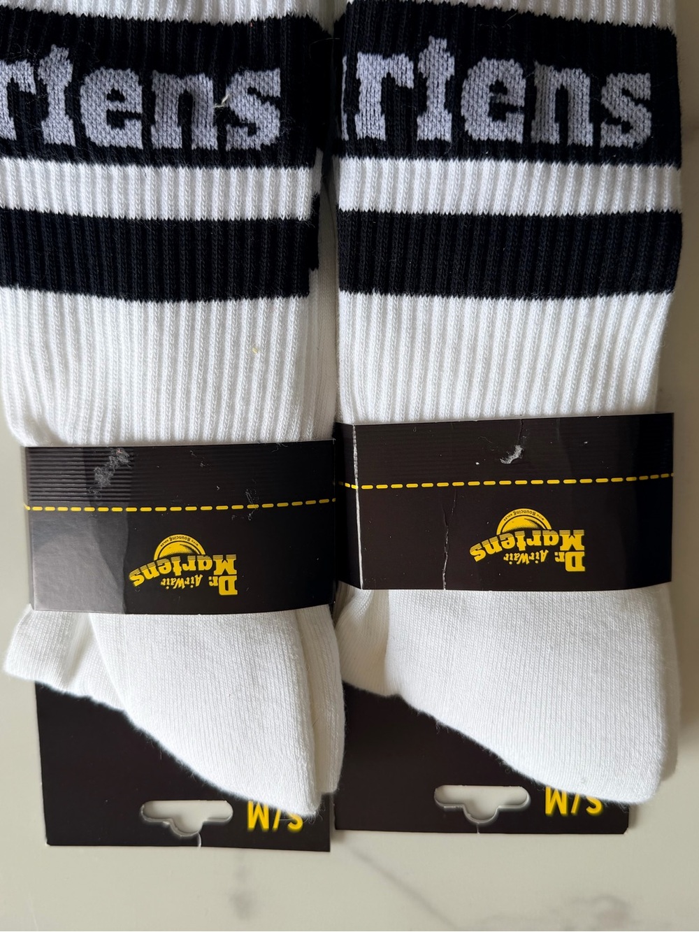 Dr. Martens White and Black Logo Crew Socks - Twin Pack